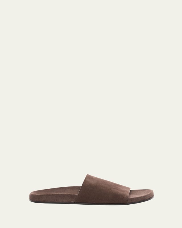 Hugh Suede Flat Slide Sandals